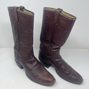 Tony Lama vintage mahogany leather western roper cowboy boots 10.5B